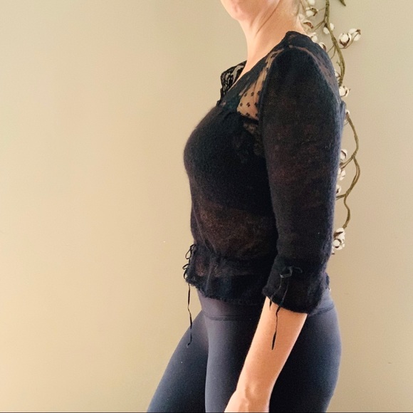 Free People Black Sweater with Lace Yoke - Picture 3 of 6